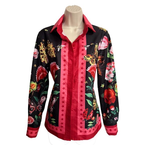 Xingchenk Aiyi Long Sleeve Floral Butterfly's Lady Bug Bees Snake Top Size M - Picture 4 of 15